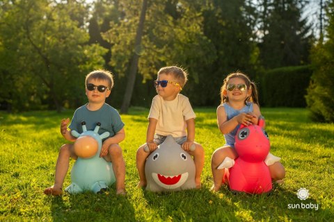 Skoczek gumowy dla dzieci ŻYRAFKA 58 cm niebieski do skakania z pompką