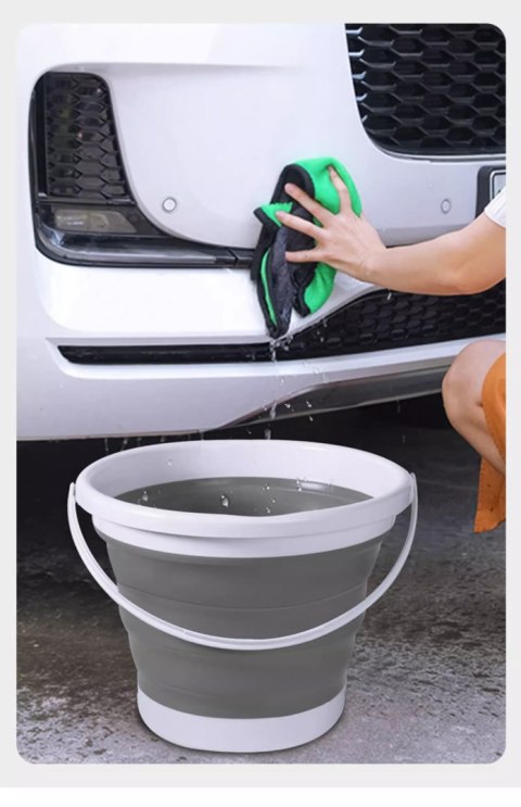 DUŻE WIADRO Z RĄCZKĄ SKŁADANE SILIKONOWE WIADERKO 5L