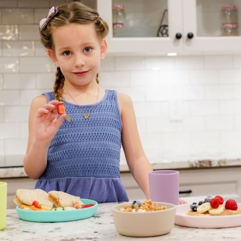 Melii - 3 częściowy zestaw naczyń silikonowych Pink/Grey/Purple