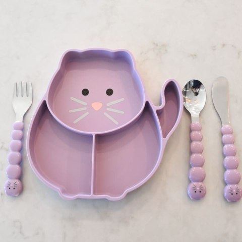 Melii - czterodzielny talerzyk silikonowy z przyssawką Cat