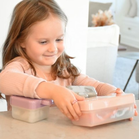 Melii - innowacyjny lunchbox PUZZLE Pink/Grey/Purple - 3 pojemniki na śniadanie