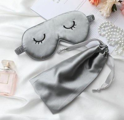 Opaska na oczy maska do spania w pokrowcu szara
