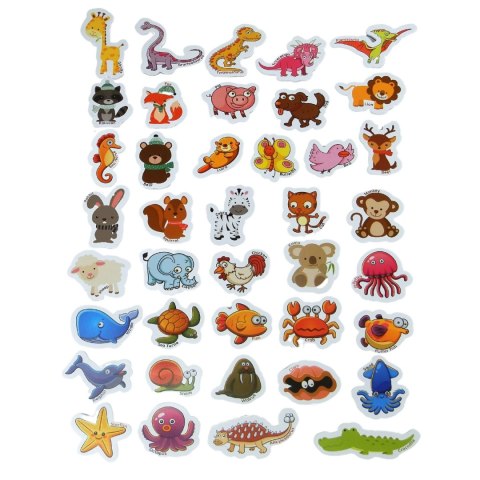 MAGNESY NA LODÓWKĘ ZWIERZĘTA 40 SZT W PUSZCE