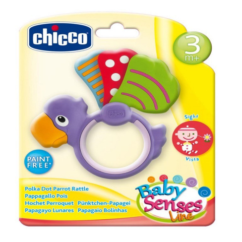 Chicco kojący Gryzak Papuga 2w1 Grzechotka 72366