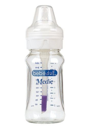Szklana butelka antykolkowa 260ml do karmienia Bebedue Medic z czujnikiem ciepła