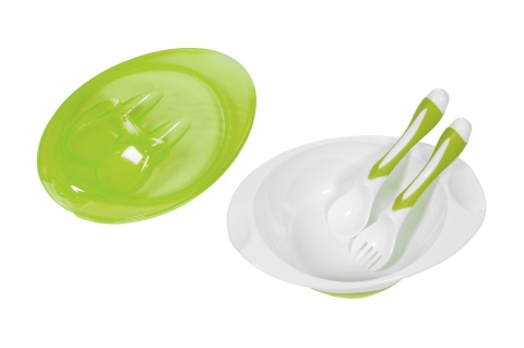 Miseczka z łyżeczką i widelcem 6m+ Baby Ono 1064