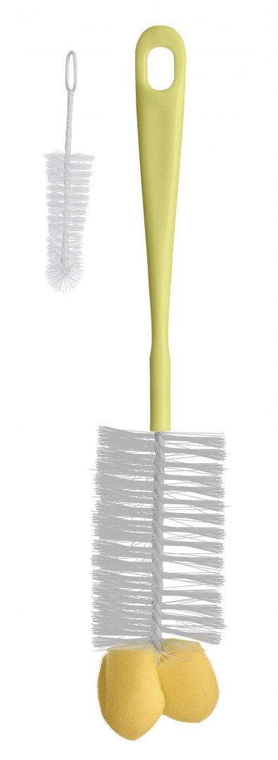 Szczotka do butelek i smoczków z mini szczoteczką i gąbką Baby Ono 720