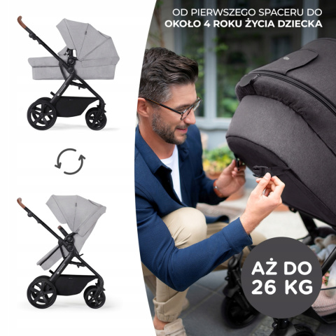 A-TOUR Kinderkraft Wózek wielofunkcyjny 3w1 z fotelikiem Mink - Dark Grey