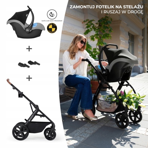 A-TOUR Kinderkraft Wózek wielofunkcyjny 3w1 z fotelikiem Mink - Dark Grey