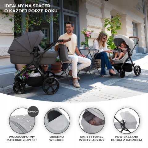 A-TOUR Kinderkraft Wózek wielofunkcyjny 3w1 z fotelikiem Mink - Dark Grey