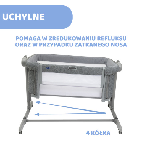 Next2me Magic Evo Chicco 0m+ łóżeczko dostawne - Dark Grey