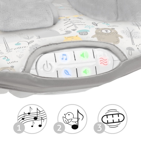 PINO Kidwell Leżaczek bujaczek z wibracjami i melodyjkami - Forest