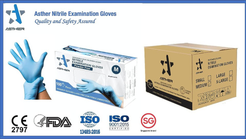 Rękawiczki nitrylowe medyczne 8%VAT niebieskie Asther nitrile medical r. XL 100 szt.