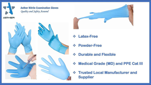 Rękawiczki nitrylowe medyczne 8%VAT niebieskie Asther nitrile medical r. XL 100 szt.