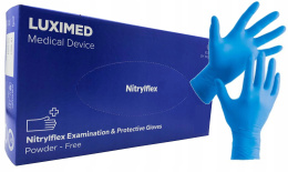 Rękawiczki nitrylowe medyczne 8%VAT niebieskie Luximed nitrile medical r. S 100 szt.