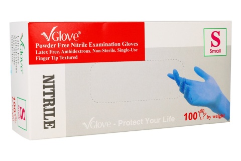 Rękawiczki nitrylowe medyczne 8%VAT niebieskie VGlove nitrile medical r. M 100 szt.