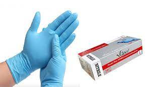 Rękawiczki nitrylowe medyczne 8%VAT niebieskie VGlove nitrile medical r. L 100 szt.