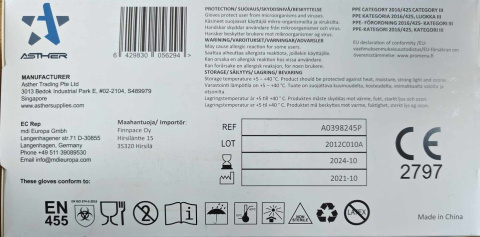 Rękawiczki nitrylowe medyczne 8%VAT niebieskie Asther nitrile medical r. XL 100 szt.