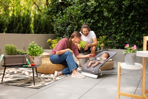 Rhythm`n` Sound Chicco leżaczek do 9kg, delikatne kołysanie na boki, dźwięki - SLATE GREY