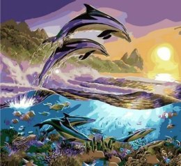 Malowanie po numerach 40x50cm Delfiny skaczące przy wydmach 1008902