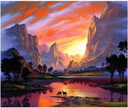 Malowanie po numerach 40x50cm Góry zachód słońca 1007660