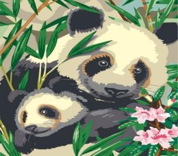Malowanie po numerach 40x50cm Pandy w liściach, rysunek 1008947