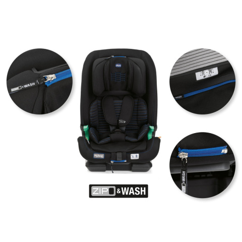 MYSEAT i-Size Air CHICCO fotelik samochodowy 76-150cm 9-36 kg - ZIP BLACK AIR