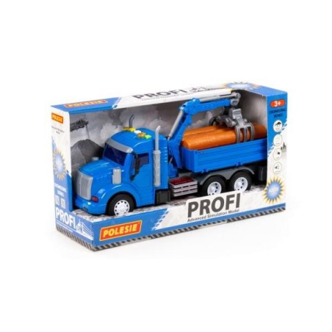 Polesie 96135 "Profi", samochód burtowy z podnośnikiem inercyjny, ze światłem i dźwiękiem, niebieski w pudełku