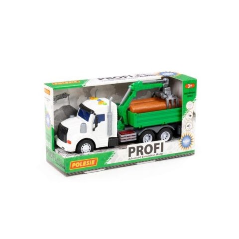 Polesie 96142 "Profi", samochód burtowy z podnośnikiem inercyjny, ze światłem i dźwiękiem, zielony w pudełku