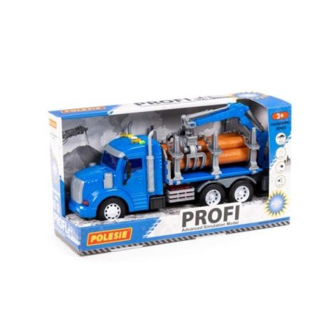 Polesie 96173 "Profi", samochód do przewozu dłużycy inercyjny, ze światłem i dźwiękiem, niebieski w pudełku