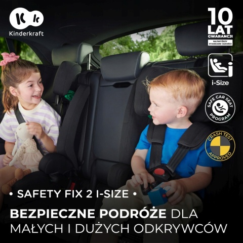 SAFETY FIX 2 I-Size Kinderkraft fotelik samochodowy Isofix 9-36 kg 76-150 cm - Grey