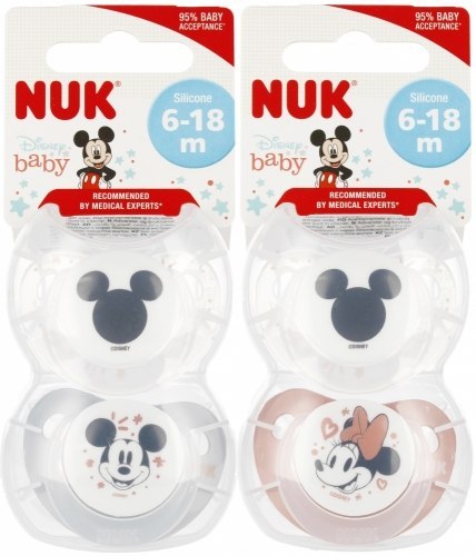 NUK 736124 Smoczek uspokajający silikonowy 6-18m DISNEY MYSZKA MIKI 2 szt/box