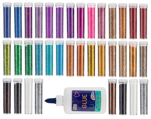 36 Brokatowych Tubek (36x10g) + Klej (120ml)