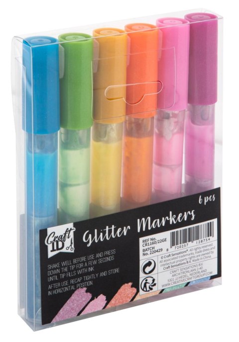 Markery brokatowe, 6 szt.