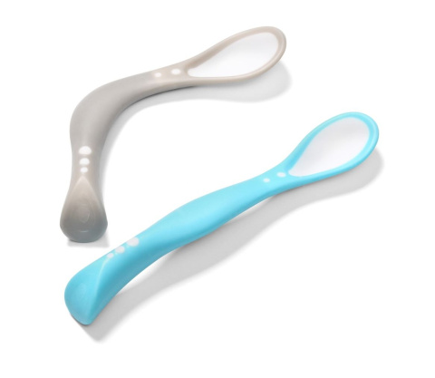 Łyżeczki plastyczne 2szt. 6m+ Baby Ono 1066/01 szaro-niebieskie