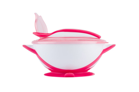 Miseczka z przyssawką i łyżeczką 6m+ Baby Ono 1063 różowy