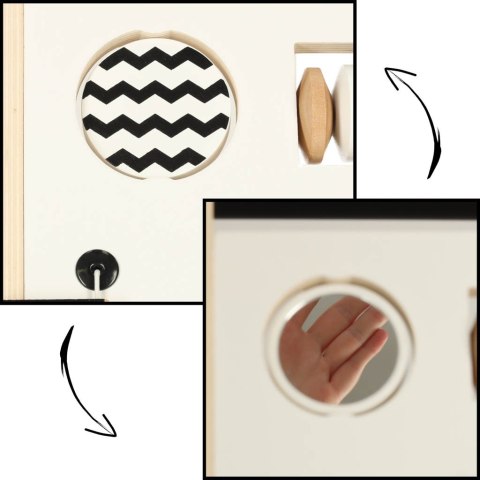 Pchacz dla dziecka chodzik drewniany tablica manipulacyjna sorter