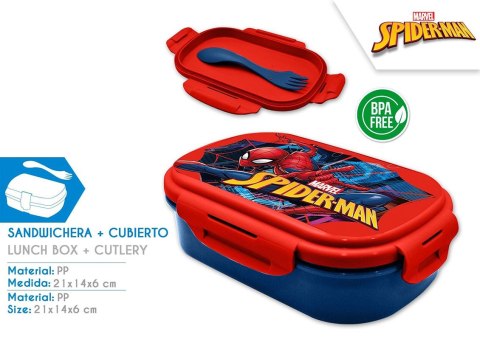 PROSTOKĄTNE PUDEŁKO OBIADOWE ZE SZTUĆCAM SPIDERMAN