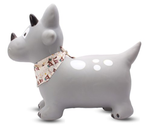 Skoczek gumowy dla dzieci DINO 59 cm szary z bandaną do skakania z pompką