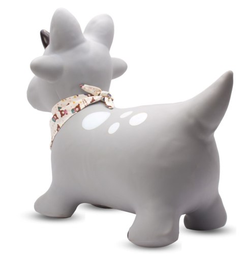 Skoczek gumowy dla dzieci DINO 59 cm szary z bandaną do skakania z pompką