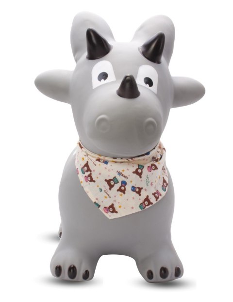 Skoczek gumowy dla dzieci DINO 59 cm szary z bandaną do skakania z pompką