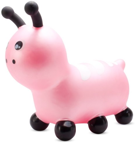 Skoczek gumowy dla dzieci GĄSIENICZKA 55 cm różowy do skakania z pompką