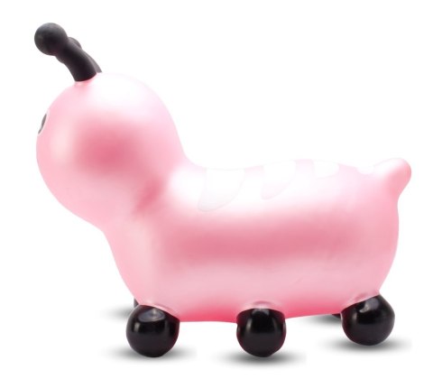 Skoczek gumowy dla dzieci GĄSIENICZKA 55 cm różowy do skakania z pompką