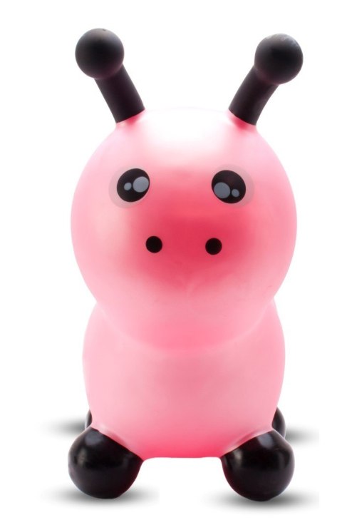 Skoczek gumowy dla dzieci GĄSIENICZKA 55 cm różowy do skakania z pompką