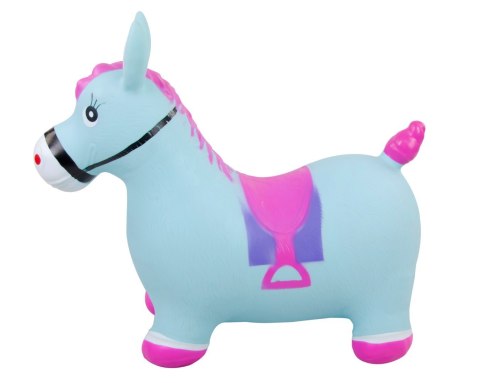Skoczek gumowy dla dzieci KONIK 58 cm błękitno różowy z pompką