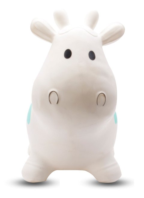 Skoczek gumowy dla dzieci KRÓWKA 57 cm biała z kolorowymi łatkami do skakania z pompką