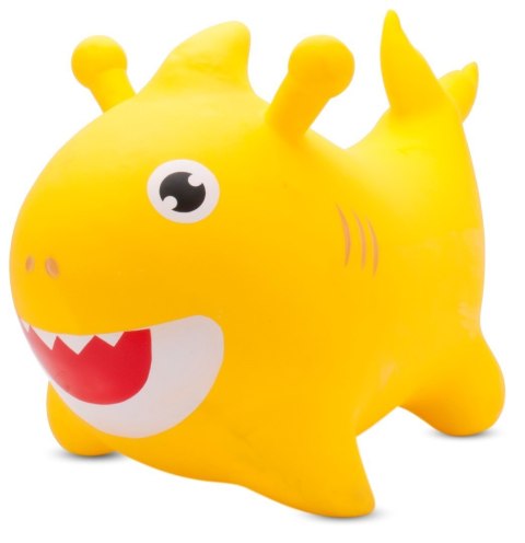 Skoczek gumowy dla dzieci REKIN BABY SHARK 62 cm żółty do skakania z pompką