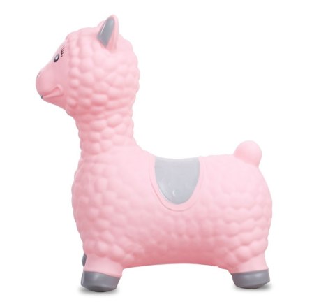 Skoczek gumowy dla dzieci ALPAKA 55 cm różowy do skakania z pompką