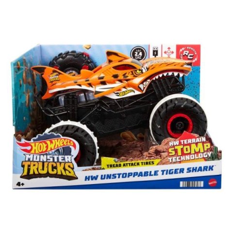 Hot Wheel Monster Truck Niepowstrzymany Tiger Shark 1:15 Terenowy pojazd zdalnie sterowany HGV87 MATTEL p1