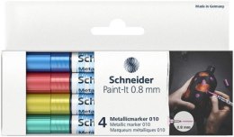 Marker akrylowy SCHNEIDER Paint-It Metallic 0,8 mm, 4 kolory- niebieski, czerowny, żółty, zielony cena za op